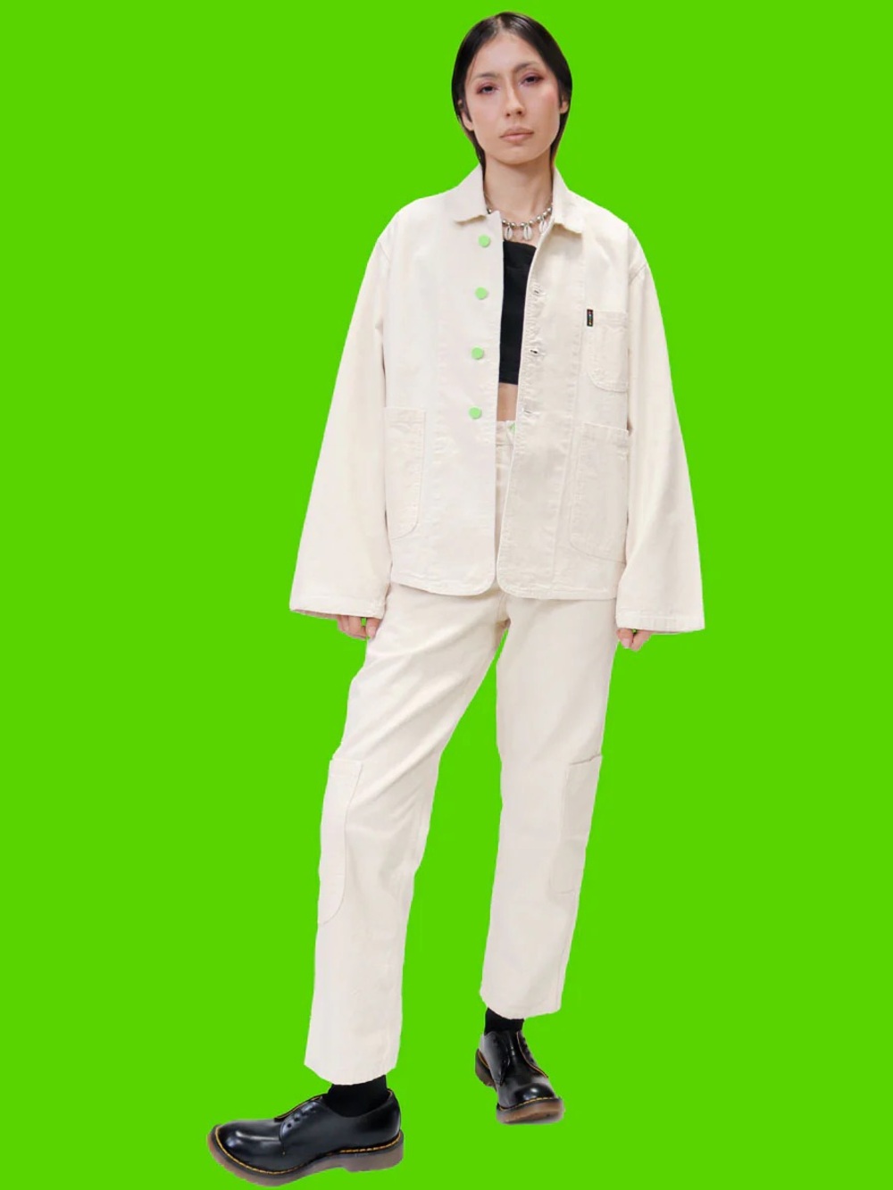 Cream Workwear Jacket & Pants Set